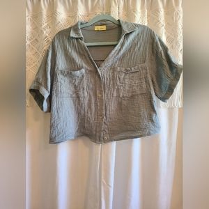 Love Notes Cropped Button Blouse